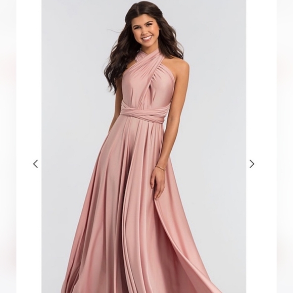 KLEINFIELD Convertible-Bodice Long Bridesmaid Dress In Blush Pink. Size M NWT - Picture 4 of 16
